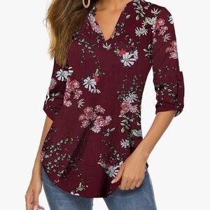 Floral Burgundy Women's Top